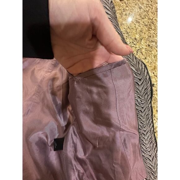 VINTAGE Metallic Zebra Animal Print Full Zip Mob Wife Blazer Jacket Size 10 - Picture 13 of 16